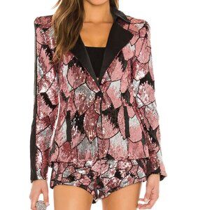 NEW Zhivago Mallwolf Blazer Jacket in Blush Pink Silver Black Sequins 6 Medium